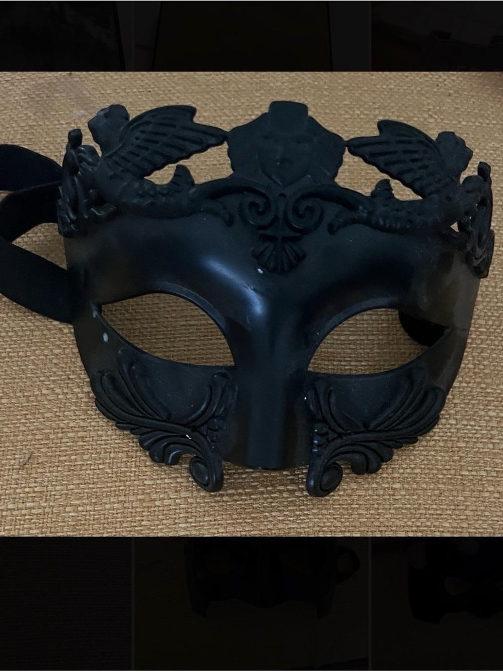 Black Roman or Greek-style masquerade half-face mask